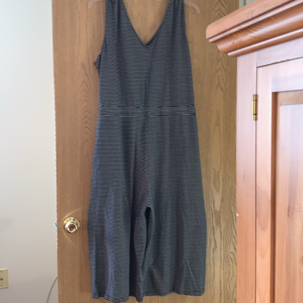 Terra & Sky Black Striped V-Neck One Piece Wide Leg Jumpsuit Womans Plus Size 3X